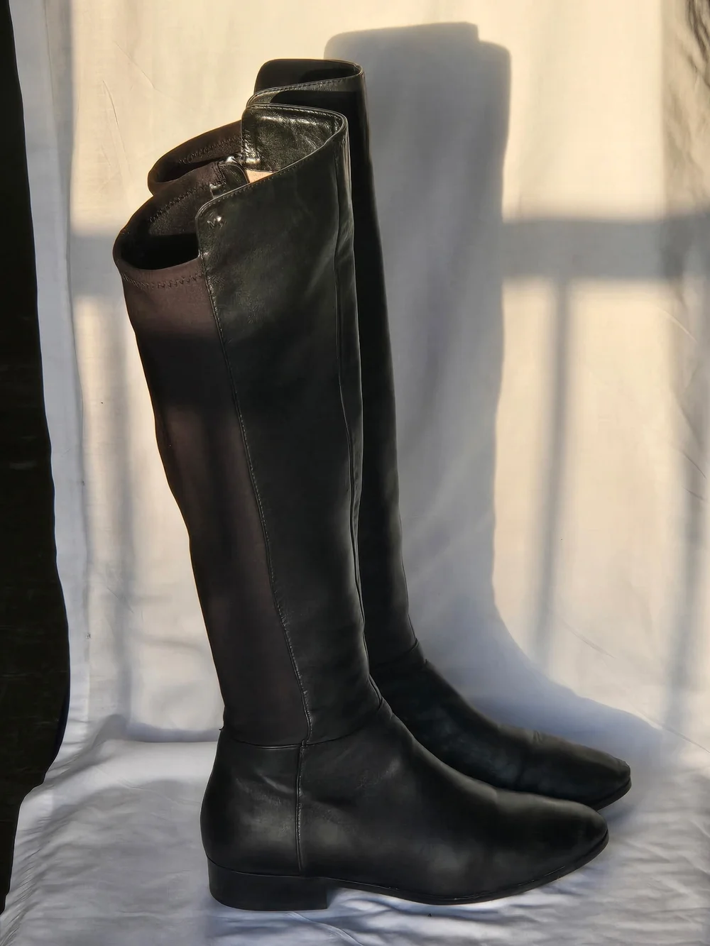Michael Kors Black Leather & Dark Stretch Over-the-Knee Boots
